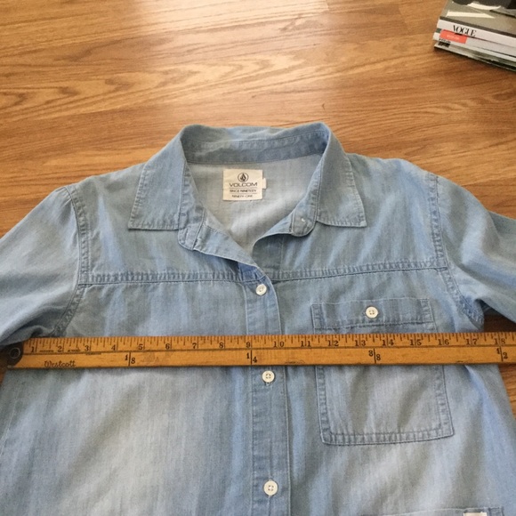 Volcom Chambray Denim Button Down Shirt - Picture 8 of 10